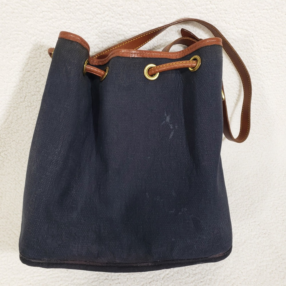 Dooney and Bourke Bucket Bag Medium Black Tan Monogram Vintage Crossbody USA - Picture 9 of 14